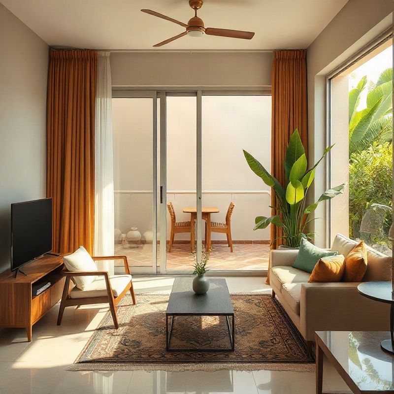 Living room in a Salvador apartment with a balcony and morning light